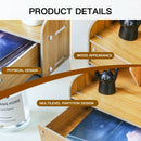 Axyaa Wooden Desk Organizer - Large Capacity Student Stationery & Cosmetic Storage Box