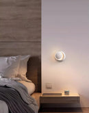 Axyaa Brushed Aluminum Wall Sconce for Living Room Bedroom - 360 Rotation, Indoor Lighting