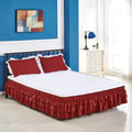 Axyaa Elastic Solid Bed Skirt Three Layers Wrap Around Easy On/Off Dust Ruffled