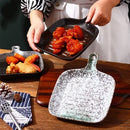 Axyaa Ceramic Square Dinner Plate Set - High Value Western Food Baking Handle