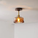 Axyaa Amber Glass Copper LED Ceiling Lights for Modern Home Decor