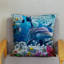 Axyaa Dolphin Ocean Pattern Cushion Cover for Kids Sofa & Home Decor