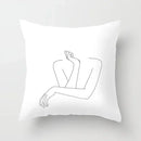 Minimalist White Pillow Cover - Axyaa Portrait Sketch Nordic Cushion