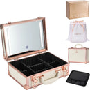 Axyaa LED Mirror Makeup Train Case with Dividers and Brush Holder