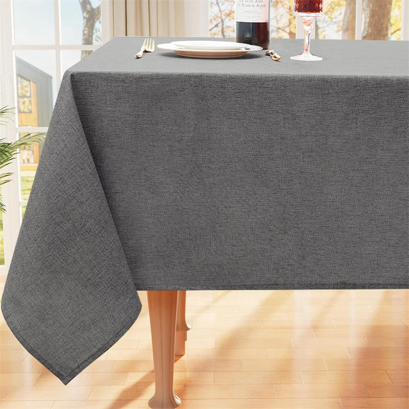 Axyaa Waterproof Faux Linen Rectangle Tablecloth for Kitchen & Dining