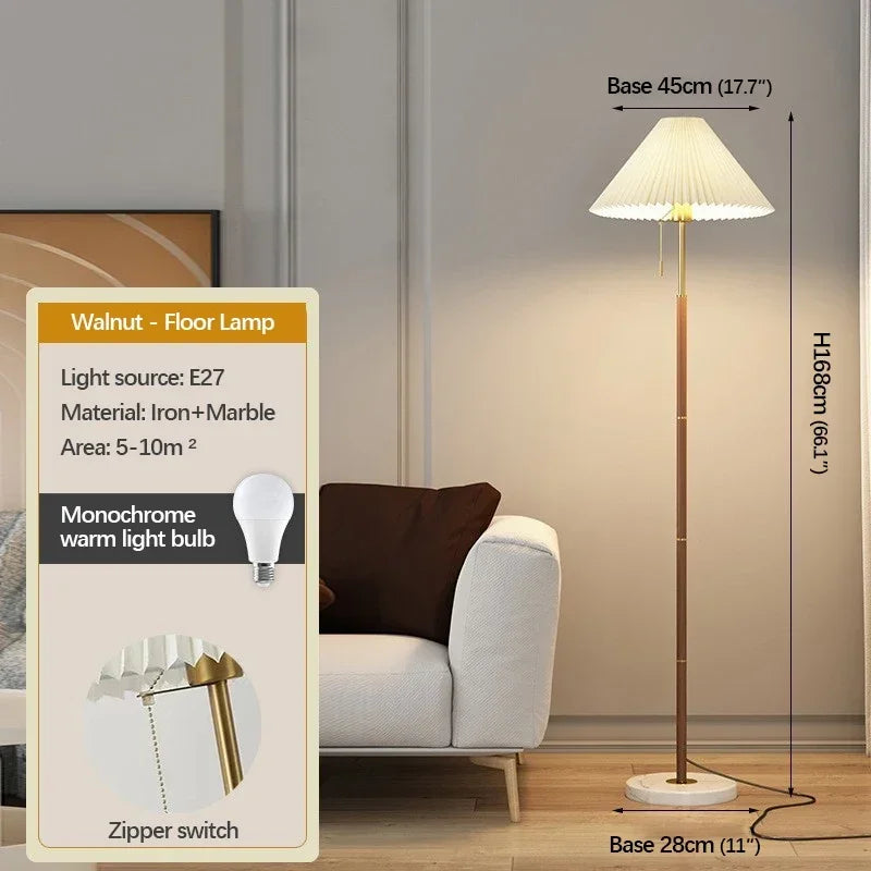 Axyaa Nordic Retro Floor Lamp Golden LED Standing Light for Modern Living Room