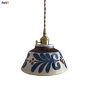 Axyaa Japanese Style Ceramic Copper Pendant Light for Dining Living Room