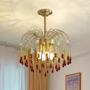 Axyaa Glass Water Drop Chandelier for Living, Bedroom, Dining Room - Retro Design