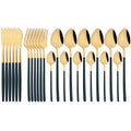 Gold Stainless Steel Cutlery Set by Axyaa - 24Pcs Western Tableware Flatware