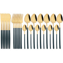 Gold Stainless Steel Cutlery Set by Axyaa - 24Pcs Western Tableware Flatware