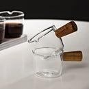 Axyaa Glass Espresso Measuring Cup with Wood Handle and Milk Jug
