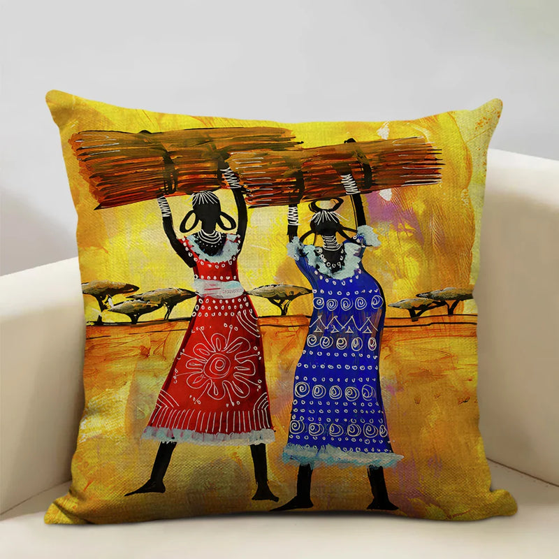 Axyaa African Woman Ethnic Cushion Cover 45x45cm