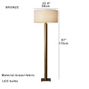 Axyaa Brass Fabric Floor Lamp, LED 3000K Standing Light for Living Room Office