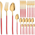 Axyaa 24Pcs Gold Stainless Steel Cutlery Set Dinnerware Flatware Silverware