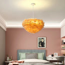 Axyaa Nordic Feather Chandelier: Warm, Romantic LED Pendant Lamps for Girl's Room and Decor