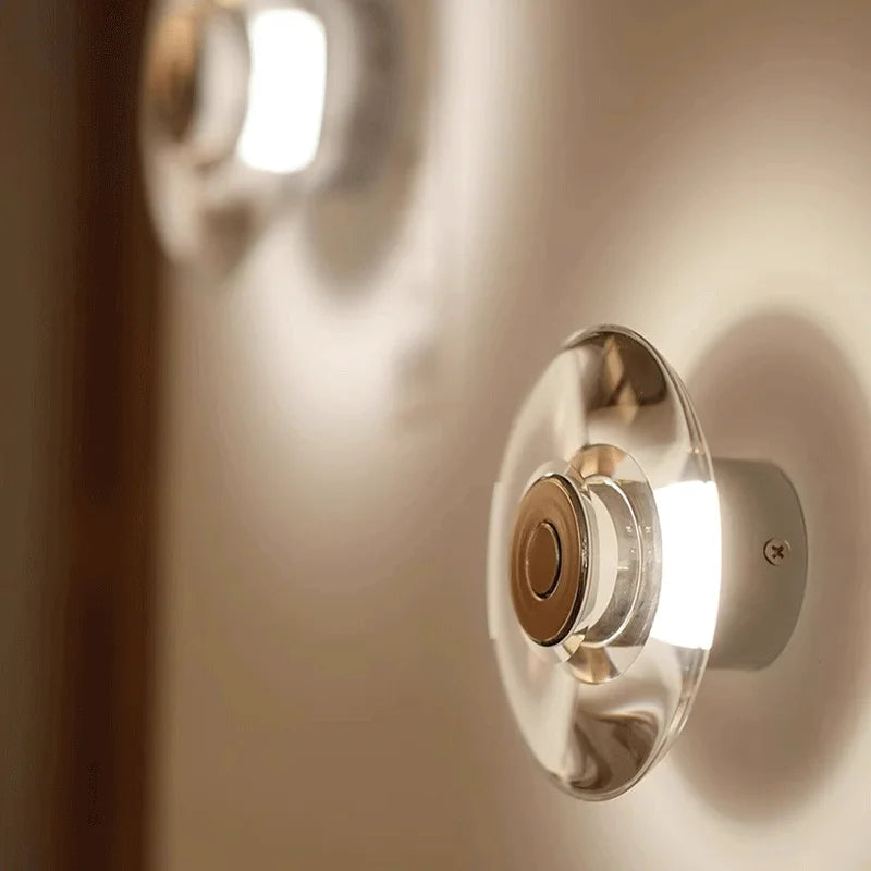 Axyaa Round Crystal LED Wall Sconce for Bedroom and Living Room