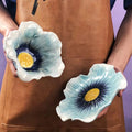 Axyaa Blue Flower Ceramic Coffee Cup and Saucer Set - Exquisite Breakfast Mug and Bowl
