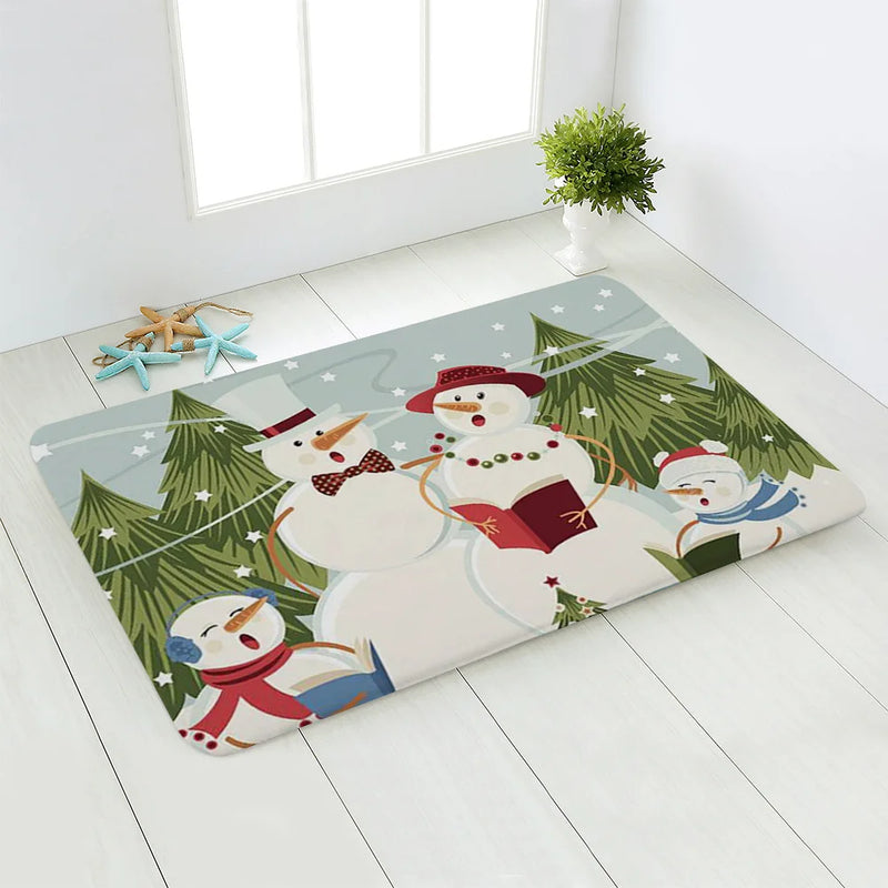 Santa Deer Welcome Mat by Axyaa: Festive Holiday Non-Slip Floor Decor
