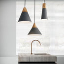 Axyaa Wooden Iron Pendant Light for Dining Kitchen Living Room LED Loft Fixture
