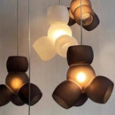 Axyaa Smoke Gray & White Glass Lamp | Nordic Pendant Light for Living, Dining & Bedroom