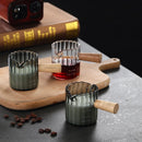 Axyaa Glass Espresso Milk Pitcher with Wood Handle