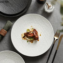Axyaa Matte Stone Patterned Ceramic Steak Dessert Sushi Salad Plate - Round Shallow Specialty Tableware