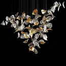 Axyaa Golden Glass Leaves Chandelier | Large Luxury Lighting Fixture