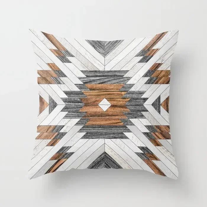 Axyaa Wood Texture Marble Pillowcases - Geometric Cushions Case for Home Decor