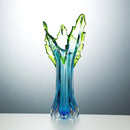 Axyaa Water Blue Glass Vase for Large Fresh Flowers, Unique Irregular-shaped Art Piece