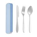 Axyaa 3pc Portable School Dining Set with Case: Knife, Fork, Spoon