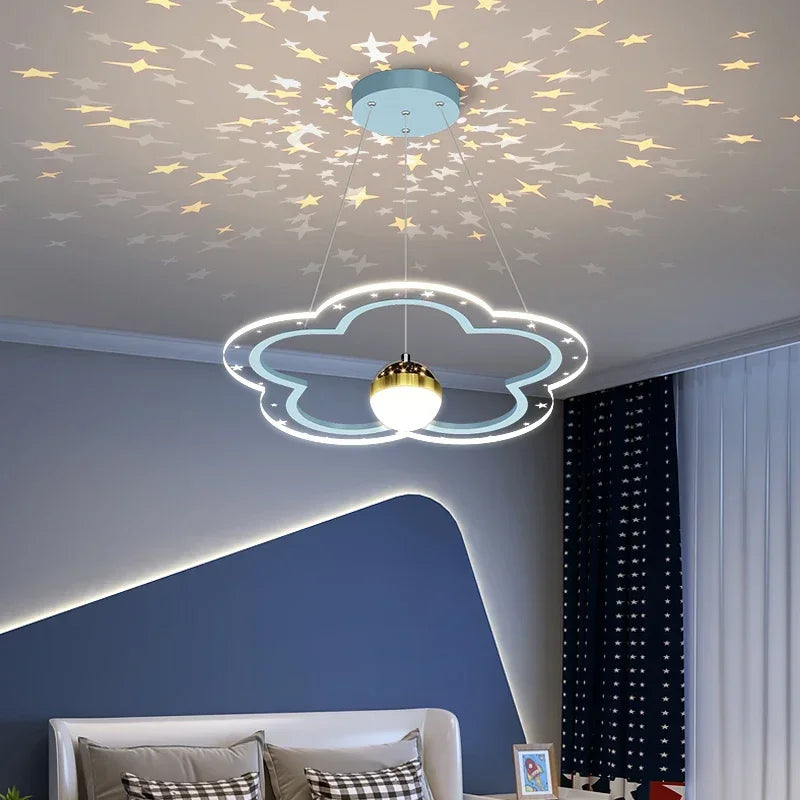 Axyaa Starry Cloud Flower Chandelier for Kids' Bedroom Décor