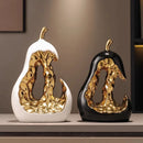 Axyaa Goldene Birne Keramik Skulptur Obst Deko Hohle Abstrakte Figur