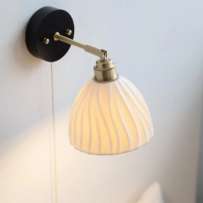 Axyaa White Ceramic LED Wall Sconce: Modern Nordic Decor Wall Lamp Sconce