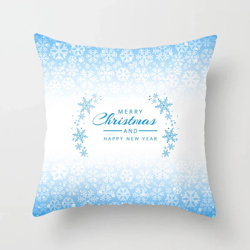 Blue Winter Snowflake Pillowcase for Stylish Christmas Decor by Axyaa
