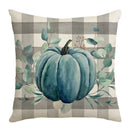 Axyaa Harvest Pumpkin Plaid Linen Blue Pillow Cover for Festive Decor