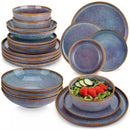 Axyaa Grey-Blue Stoneware Plates Set Dinnerware - 12/16/18/24 Piece, 4/6 pcs Plate/Dessert/Bowl