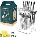 Axyaa 24-Piece Stainless Steel Hammer Pattern Cutlery Set