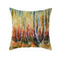 Axyaa Autumn Gold Red Forest Plush Cushion Cover: Vintage Oil Painting Pillowcase