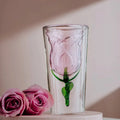 Axyaa 200ml Pink Rose Double Wall Coffee Wine Glasses Cup