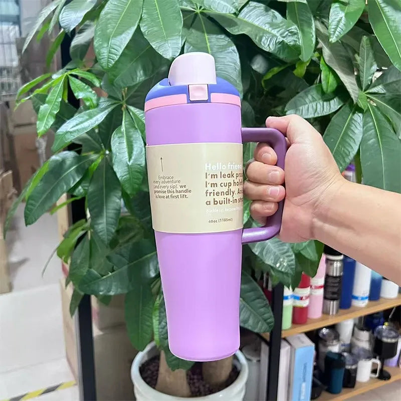 Axyaa 40oz Stainless Steel Vacuum Flask Sport Travel Mug with Handle