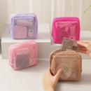 Axyaa Square Mesh Cosmetic Bag Zipper Storage Coin Purse Makeup Organizer