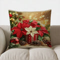Axyaa Christmas Poinsettias Bells Candle Pillow Cover Pattern Cushion Cover Sofa Bedroom Car