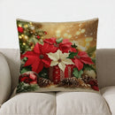 Axyaa Christmas Poinsettias Bells Candle Pillow Cover Pattern Cushion Cover Sofa Bedroom Car