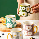 Axyaa 16oz Hand Drawn Ceramic Mug, Breakfast Cereal Coffee Cup