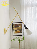 Axyaa Athena Brass Wall Lamp LED Swing Arm Sconces Black/Gold Kitchen Study