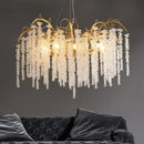 Axyaa Gold Glass LED Crystal Chandeliers for Elegant Dining Room Decor