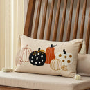 Axyaa Embroidered Pumpkins Cushion Covers with Pompom Tassels - Fall Decoration
