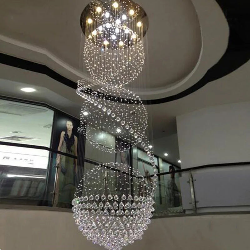 Axyaa Modern Spiral Crystal LED Chandelier for Staircase, Bedroom, Hotel Hall