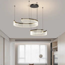 Axyaa Acrylic Ring LED Pendant Light Minimalist Circle Chandelier - Modern Living Dining Bedroom Lighting