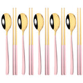 Axyaa Black Gold Stainless Steel Cutlery Set - 10Pcs Luxury Korean Tableware